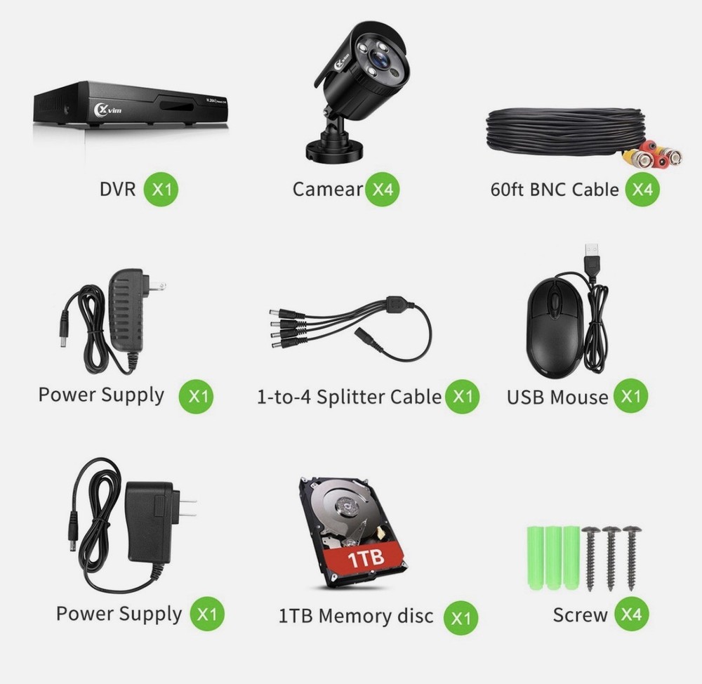 XVIM 1080P Security Camera System 8CH DVR Outdoor Surveillance CCTV System P2P