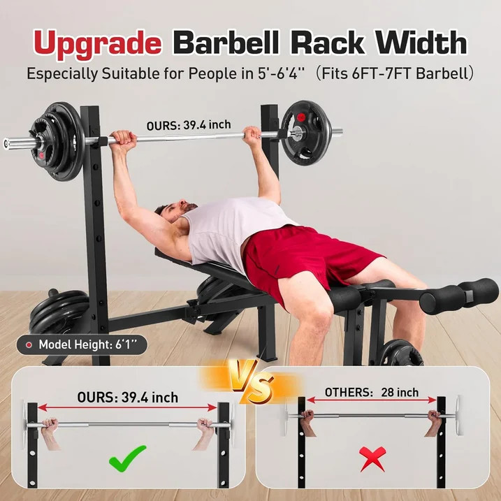 900LBS Foldable Weight Bench 5-in-1 Multi-functional Adjustable w/Weight Storage