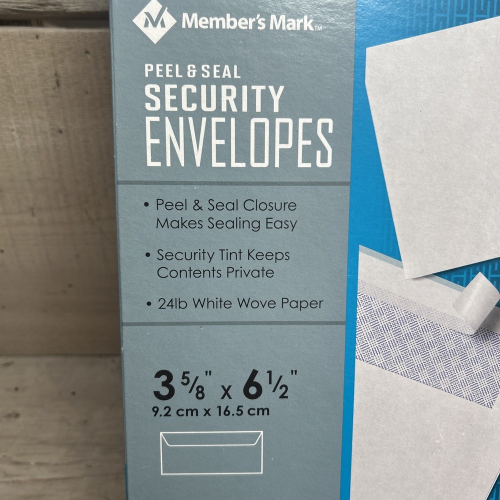 Member's Mark Security Envelope #6-3/4 500 ct Peel & Seal