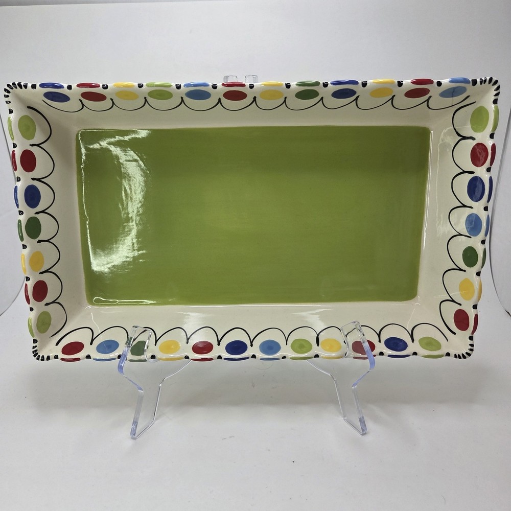 M Bagwell Casserole Multi-Dots Rectangle Casserole Serving Dish Happy Together