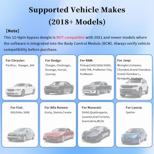 Bypass Dongle 8Pin 12Pin Connector for FCA Security Gateway Module Adapter, Comp