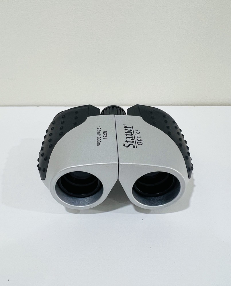 Stauer Optics Binoculars 8x21 Coated Lightweight Compact Silver Black with Case