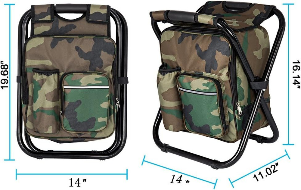 Bright Starl Multifunction Folding Cooler and Stool Backpack, Hiking Camouflage