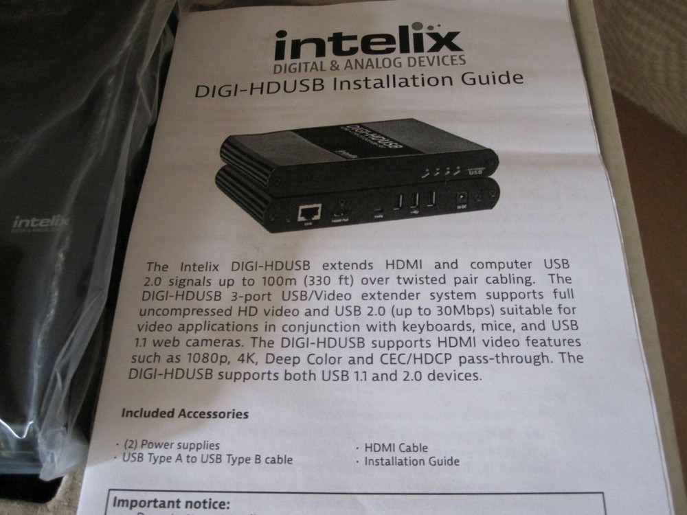 INTELIX DIGI-HDUSB - HDMI AND USB 2.0 100M EXTENDER SET