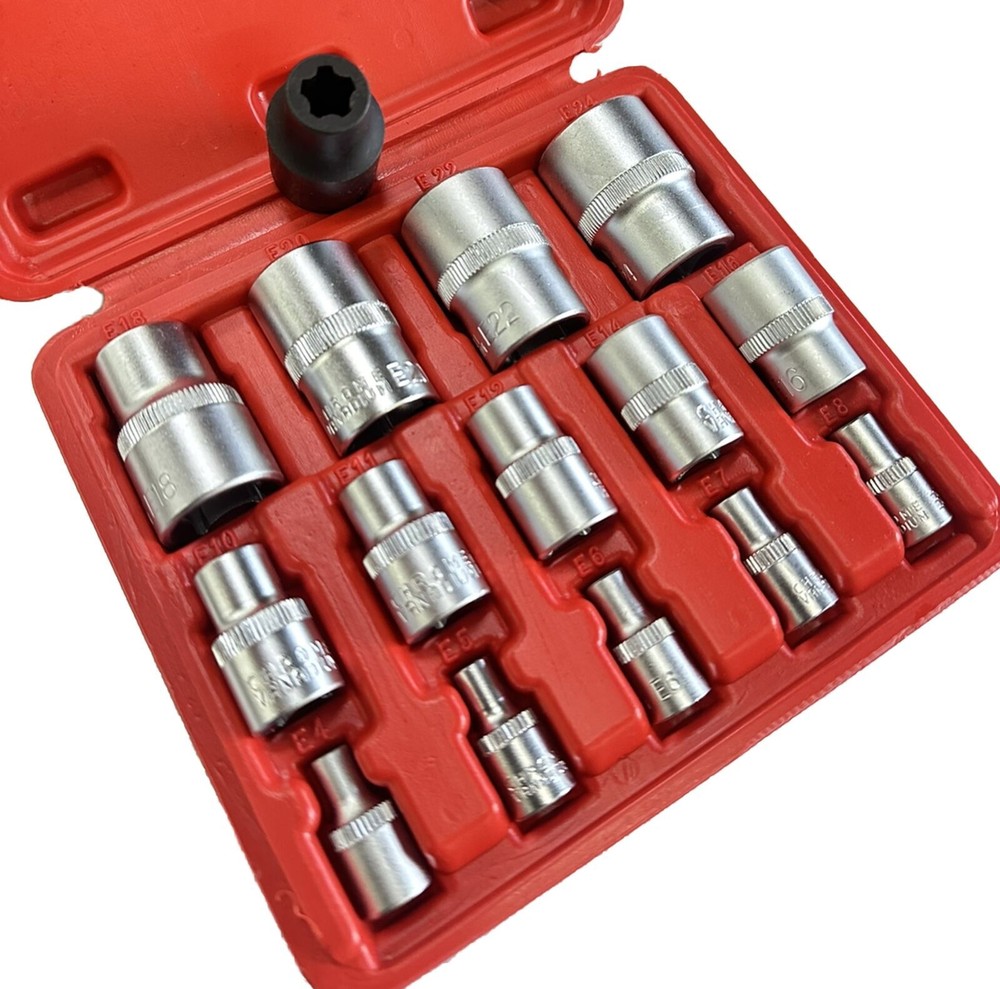 15pc 1/4” 1/2” 3/8” Dr Star E Socket Set & 5 teeth Tesla Battery Housing Removal