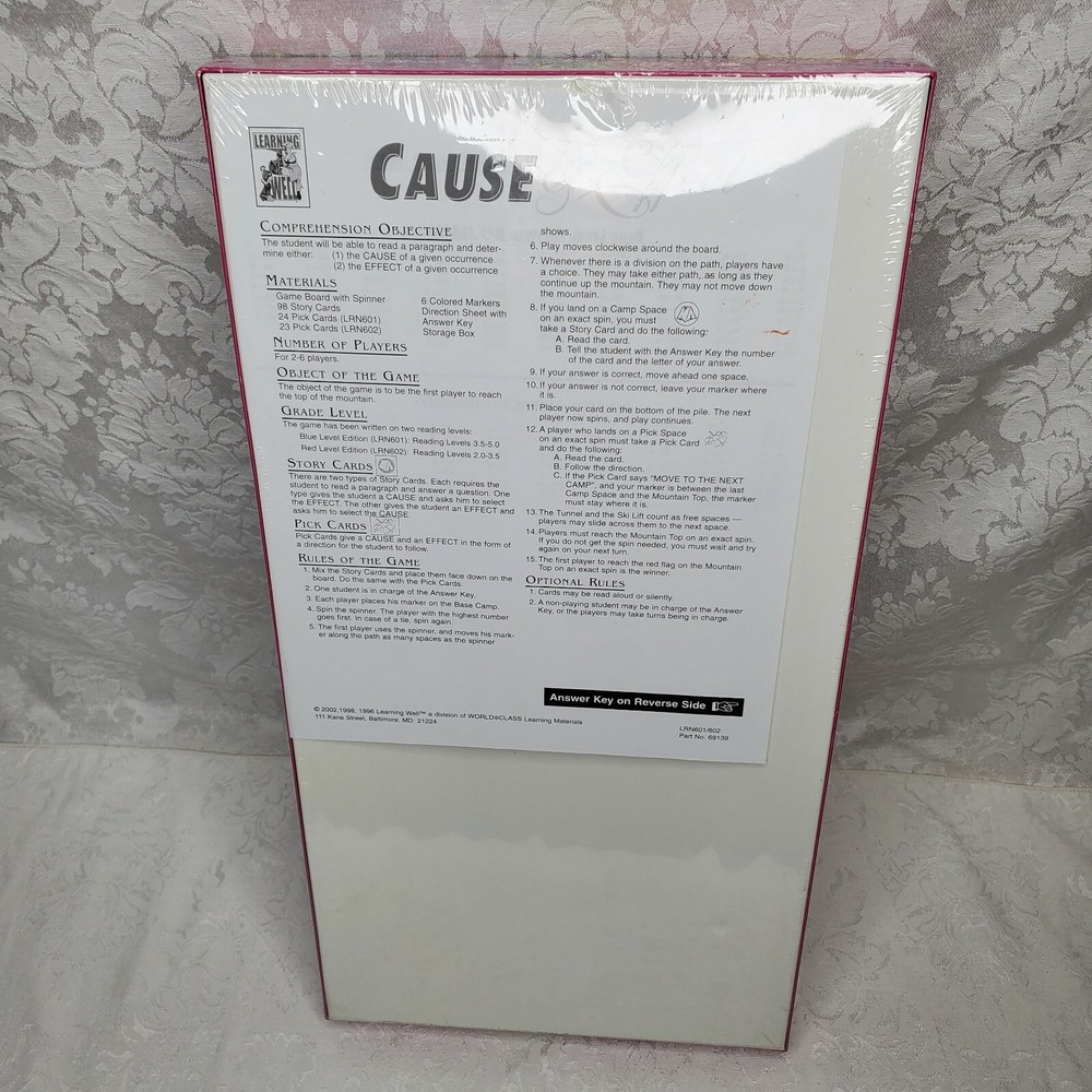 Cause & Effect Red Edition Reading Comprehension Educational Board Game SEALED