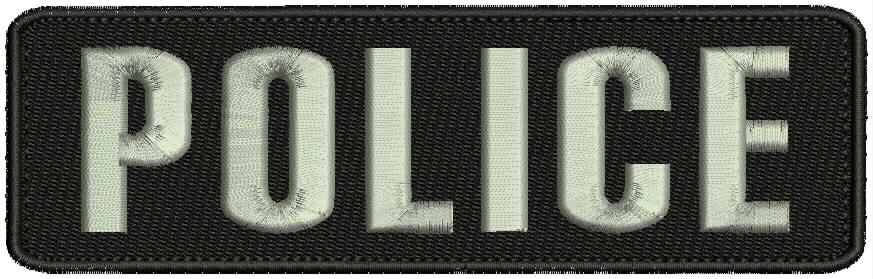 POLICE embroidery patches 2x7 hook on back grey letters