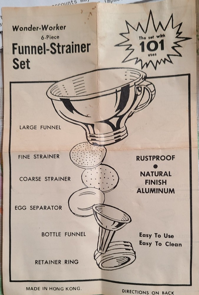 Vintage Wonder Worker 6-Piece Funnel Set for Kitchen Use