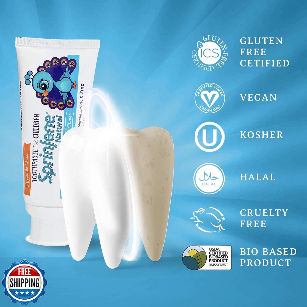 SprinJene Natural Children’s Toothpaste – Fluoride Free Vanilla Toothpaste fo