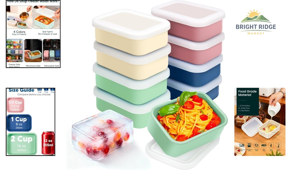 Leak Resistant Silicone Freezer Molds Set with Snap Lids for Easy Storage