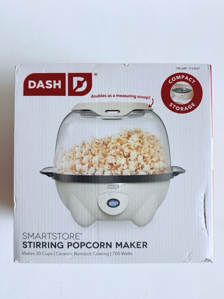Dash SmartStore Stirring Popcorn Maker 20 Cup Nonstick 700W Compact Storage New