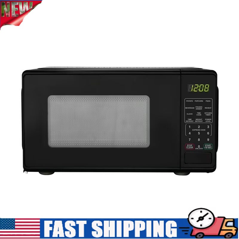 0.7 Cu ft Countertop Microwave Oven 700 Watts Kitchen timer & clock Black