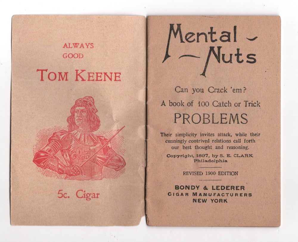 TOM KEENE CIGARS 1900 Advertising Booklet MENTAL NUTS