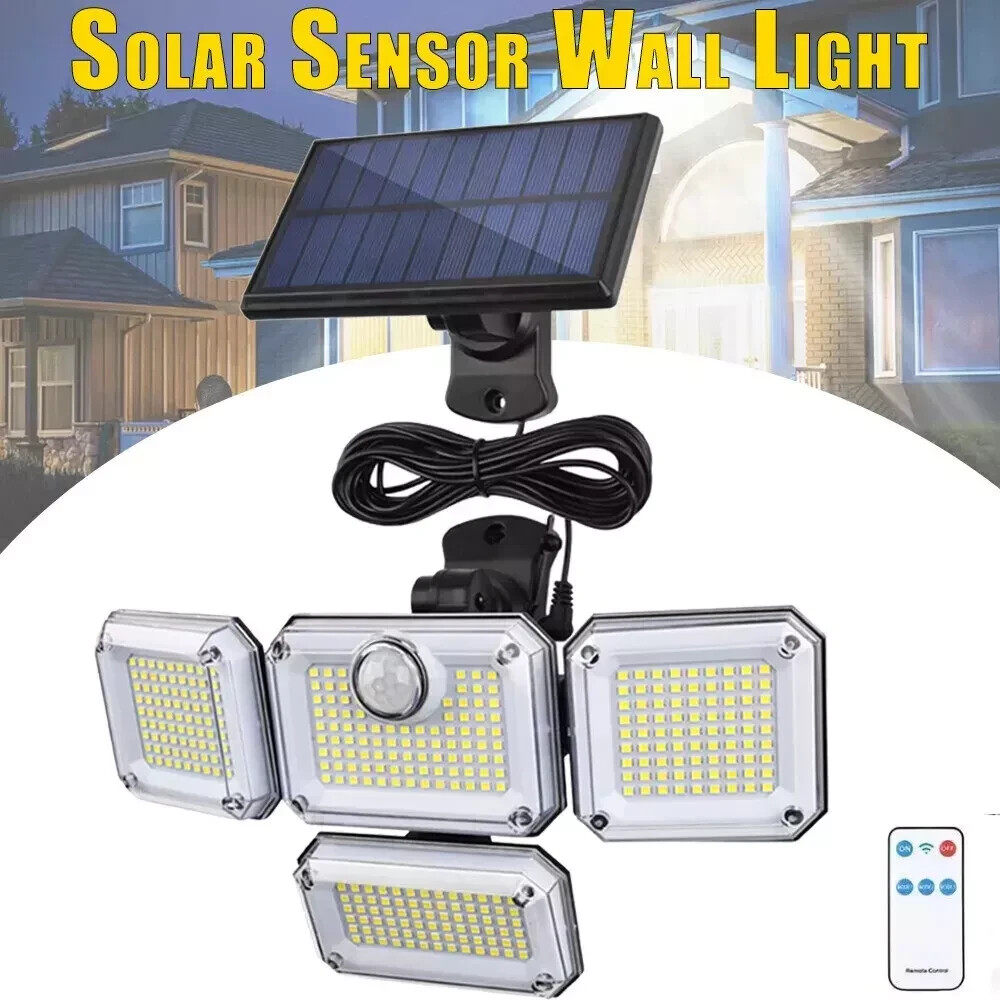 333 LED Solar Wall Light Outdoor Waterproof Motion Sensor Lamp 3000LM Bright