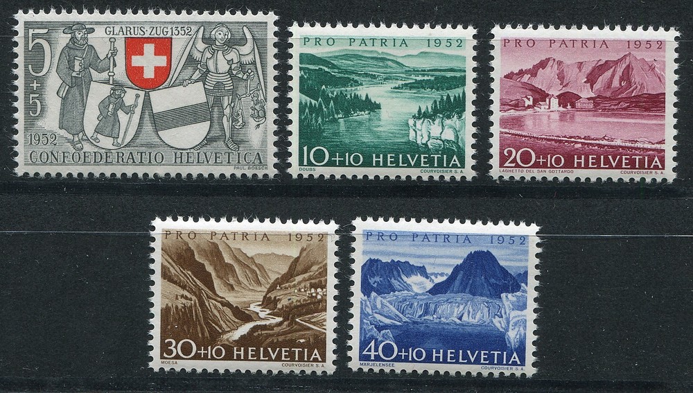 SWITZERLAND 1952 PRO PATRIA SCOTT B212-B216 PERFECT MNH