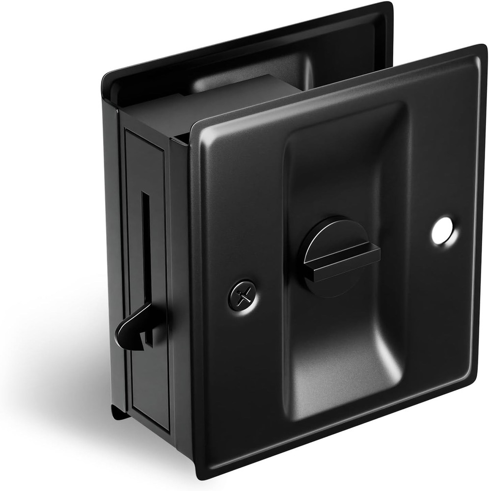 Privacy Pocket Door Lock Pull, Matte Black Hardware 1 Pack,