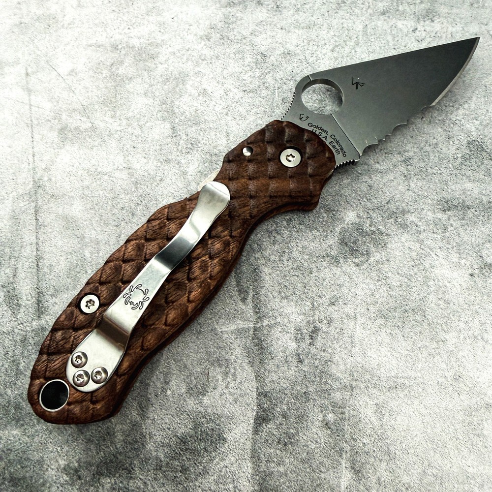 Dragonscale walnut scales for Spyderco Paramilitary 3