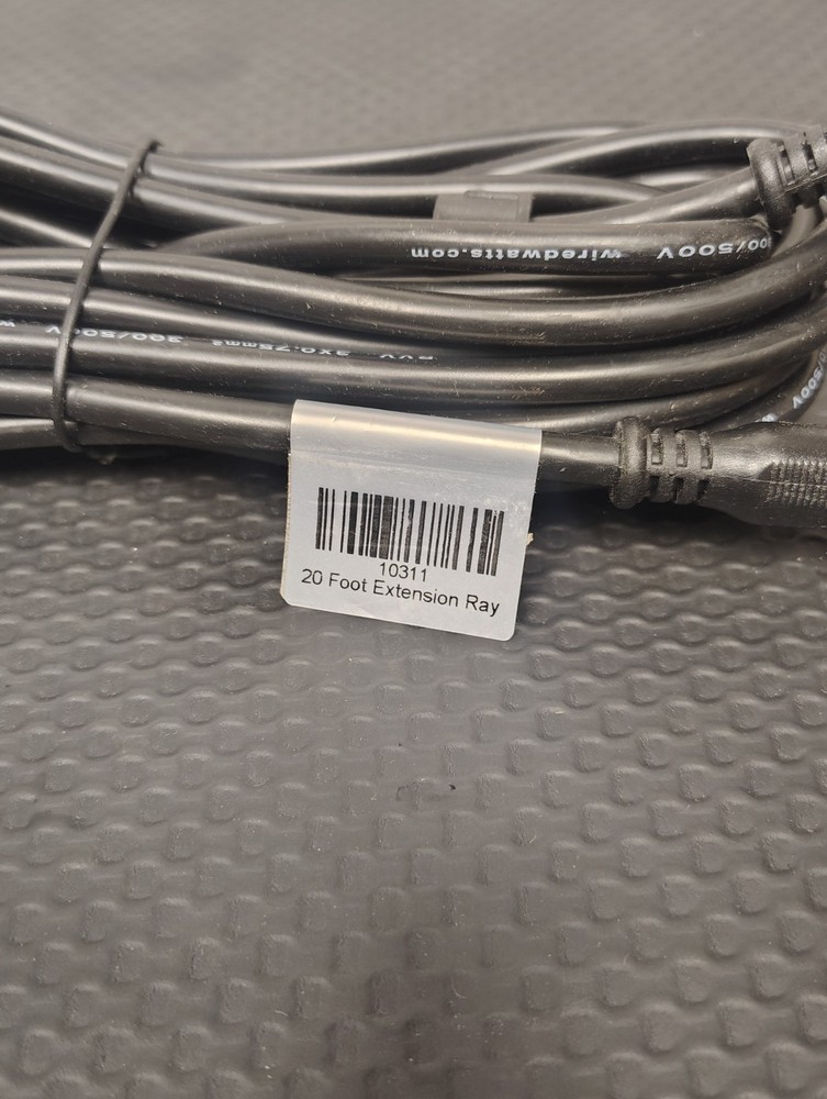 Wired Watts 20 Foot 3 Core Extension Black Ray Wu Connector