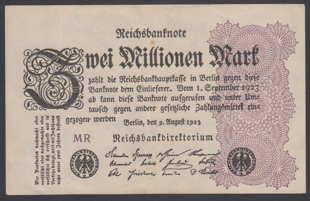 Germany  2 M. Mark 1923  VF  P. 104,   Banknotes, Circulated