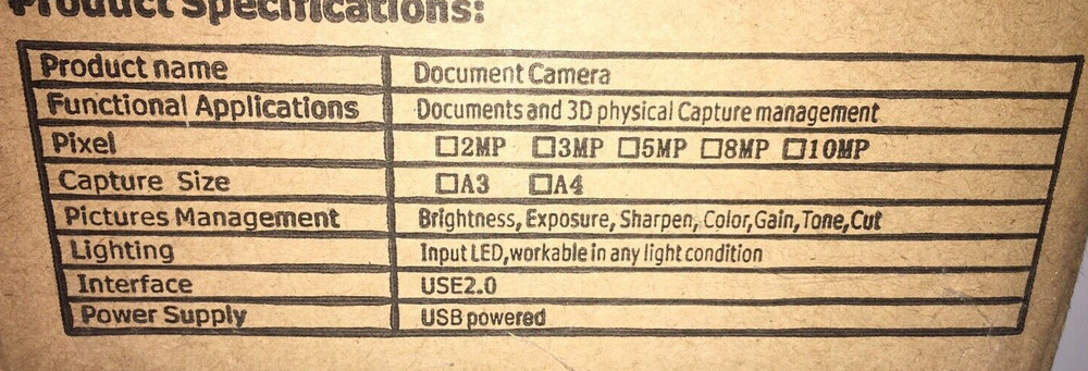 Longjoy Digital Portable Overhead USB Document Camera LV-1010 in box silver