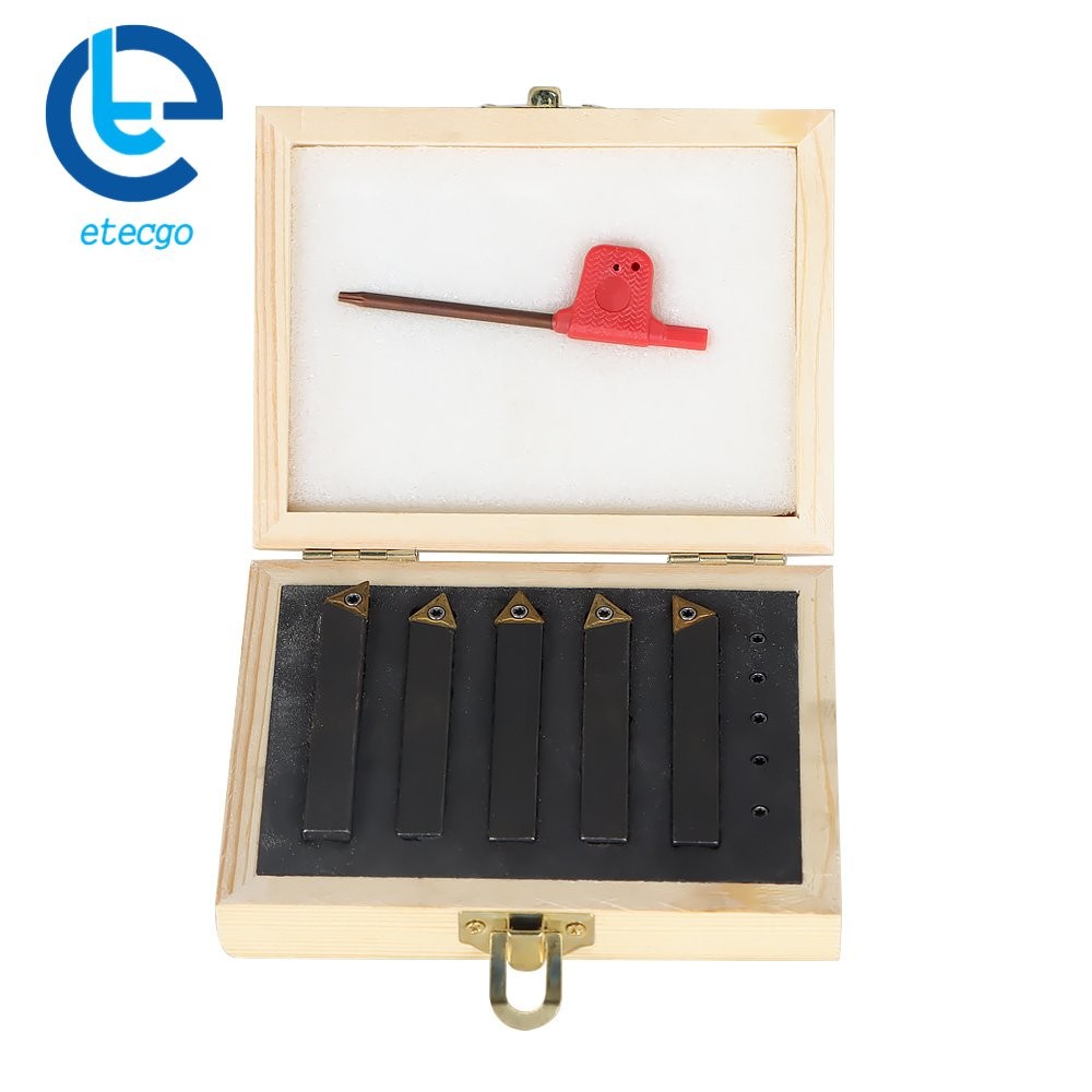 Carbide Indexable Turning Tool Bit With Carbide Inserts 5 PACK 3/8"