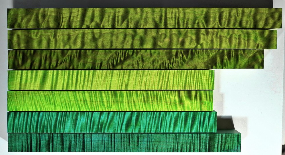 Outstanding Stabilized Green Curly Maple Long Turning Squares GLCM1 #1 thru #7