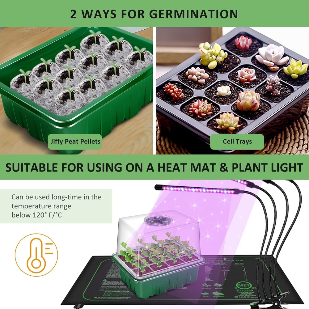 Seed Starter Tray, 10 Pack 120 Cells Thicken Seed Starter Kit with Heightened...