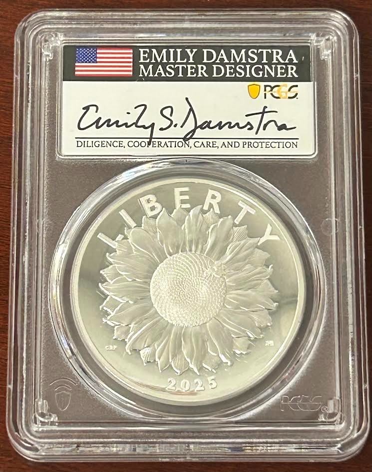 2025 P LIBERTY PROOF SILVER MEDAL PCGS PR70 DCAM ADVANCED RELEASE DAMSTRA SIGNED
