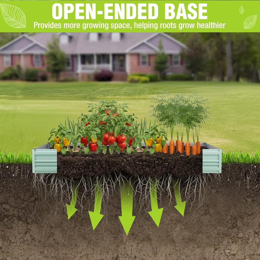 2Pack 7.5x4x1ft Outdoor Galvanized Raised Garden Beds Rust-Resistant Planter Box