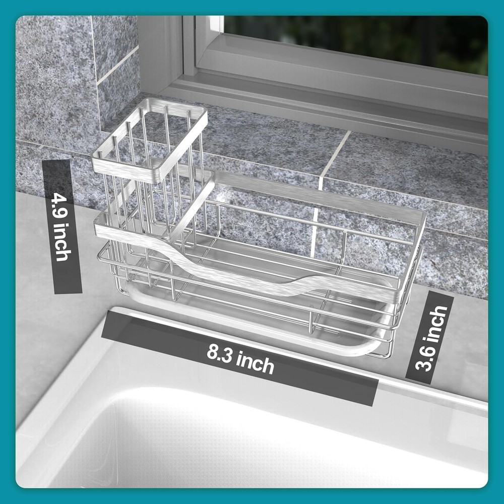Rustproof Kitchen Sink Organizer and Sponge Caddy with Detachable Brush HolderSF