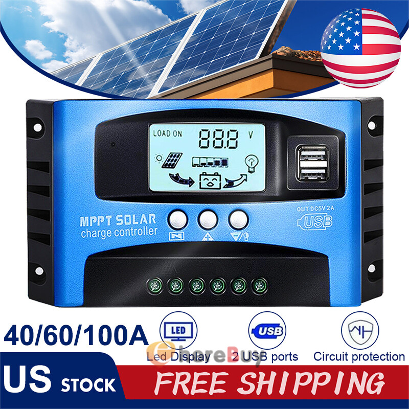 100A Solar Charge Controller Solar Panel Battery 12V/24V Timer Setting MPPT Auto