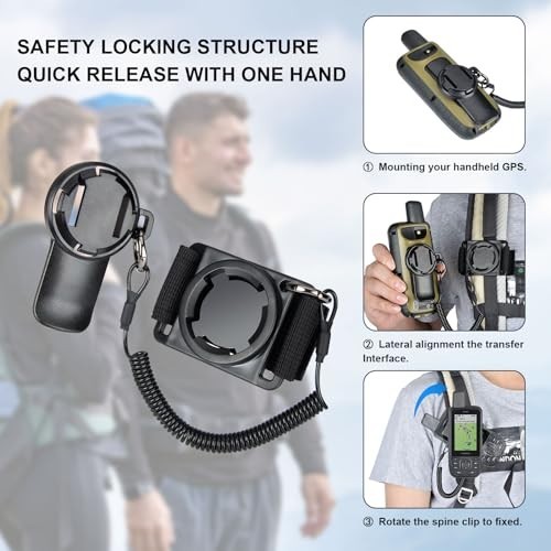 Backpack Tether for Garmin Handheld GPS - Spine Mount Adapter with Safety Cord