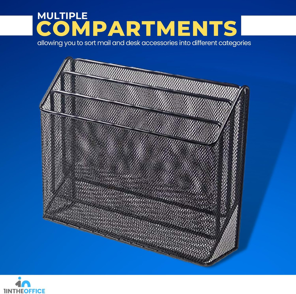 3 Tiers File Folder Organizer, Desk Sorter, Black Mesh