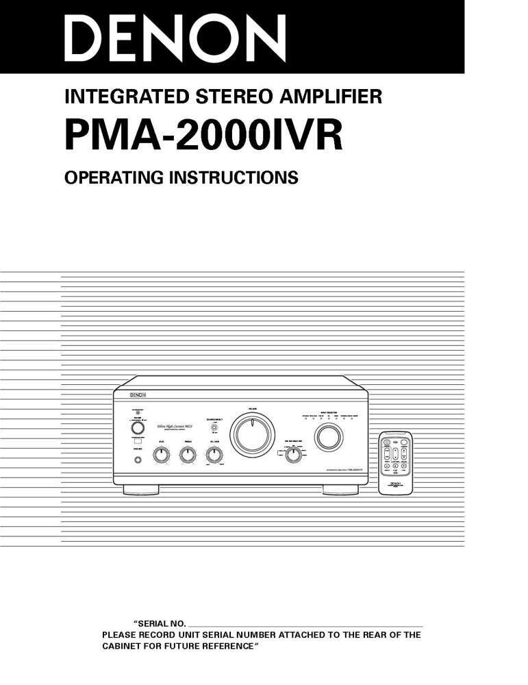 Denon PMA-2921IVR Amplifier Owners Manual