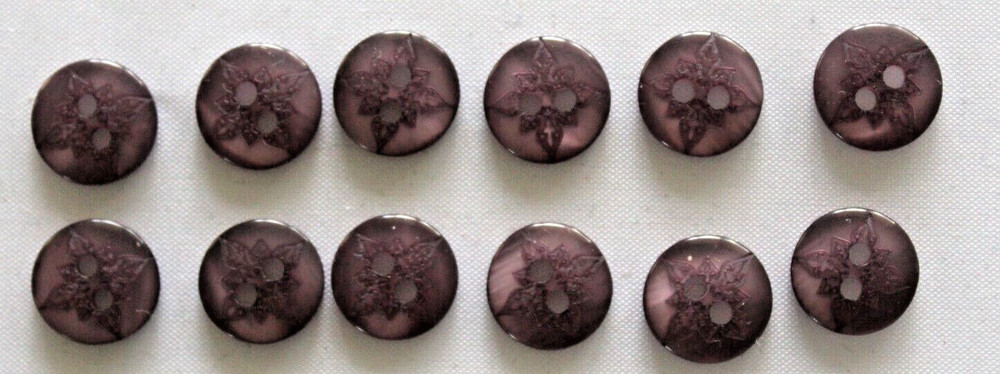 10 x  2  Hole 12mm Purple  Plastic Beutron Buttons