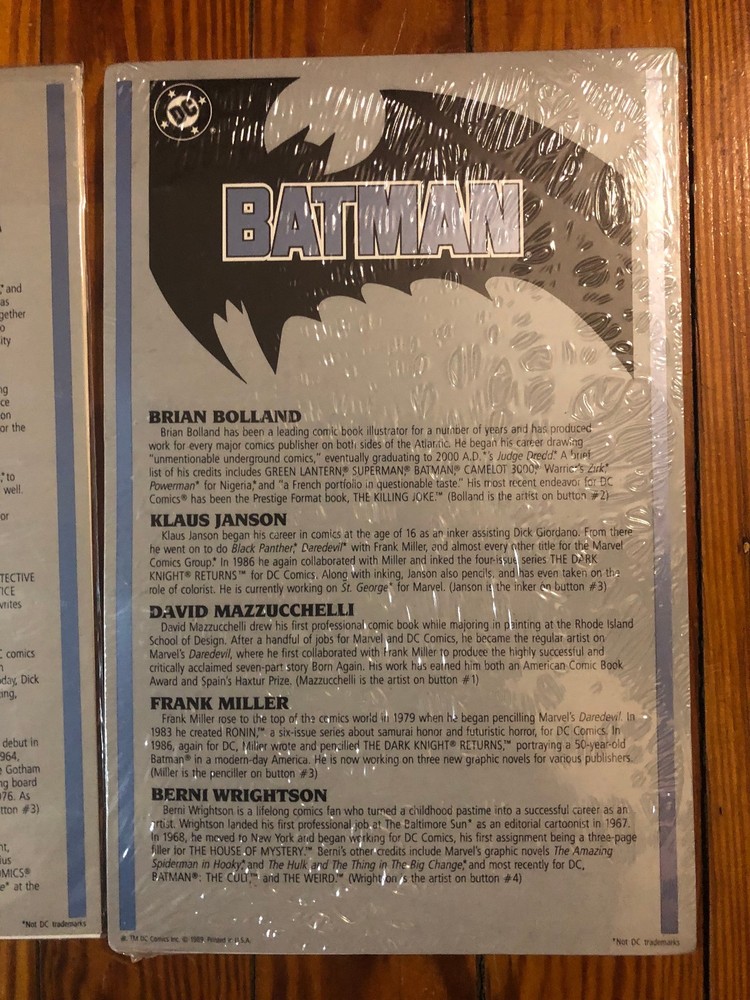 DC COMICS 1989 BATMAN LIMITED COLLECTOR'S SERIES BUTTON SET #3 SEALED