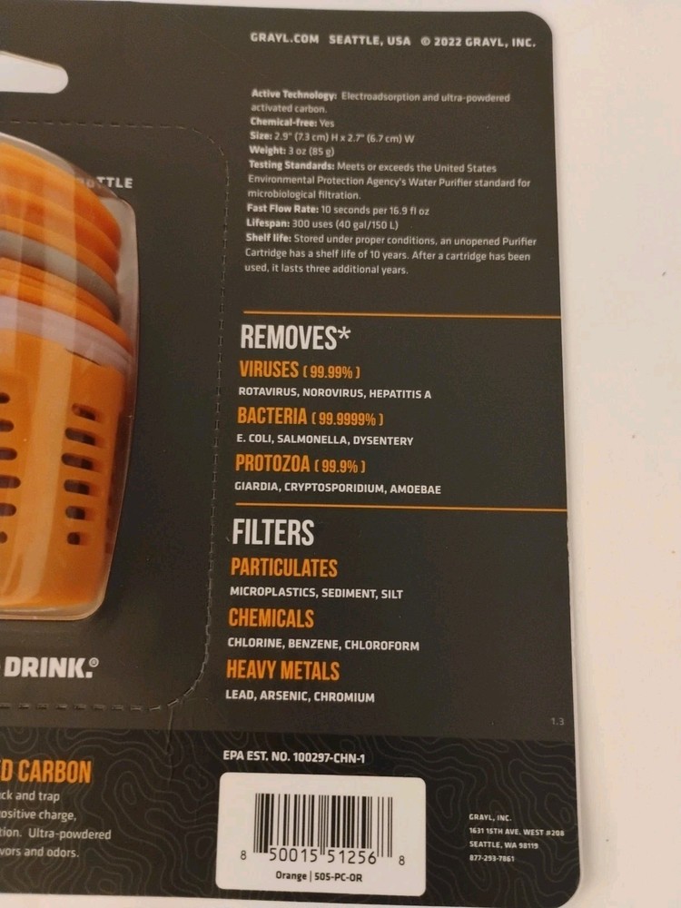 GRAYL UltraPress Replacement Purifier Cartridge Orange