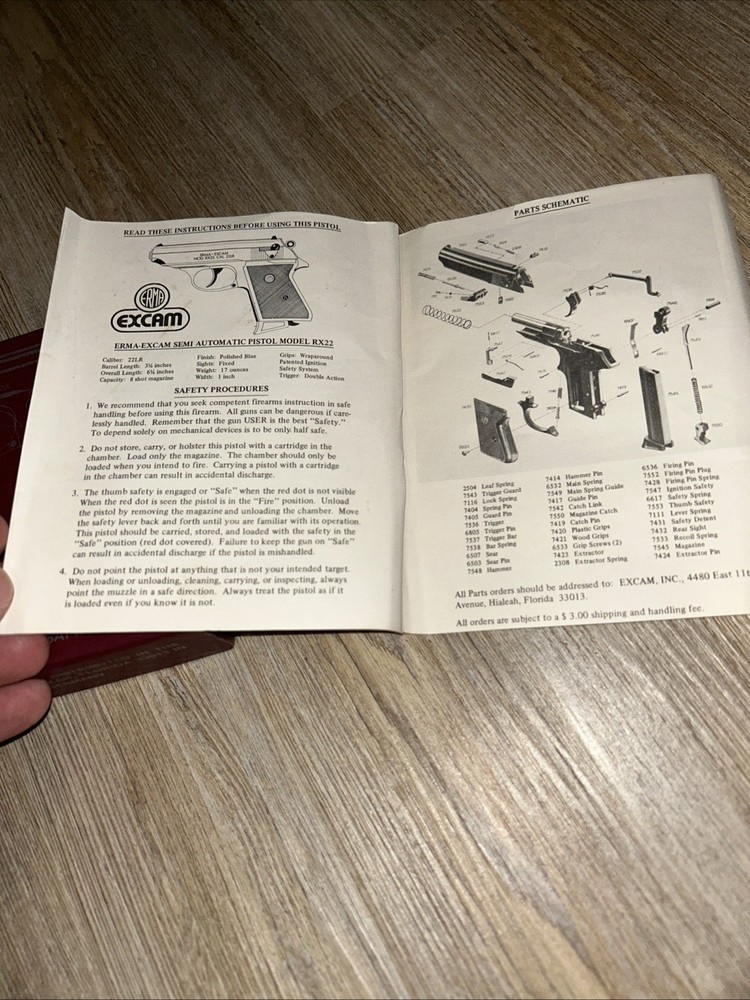 Erma Excam EMPTY BOX With Instructions .22 lr Cutout