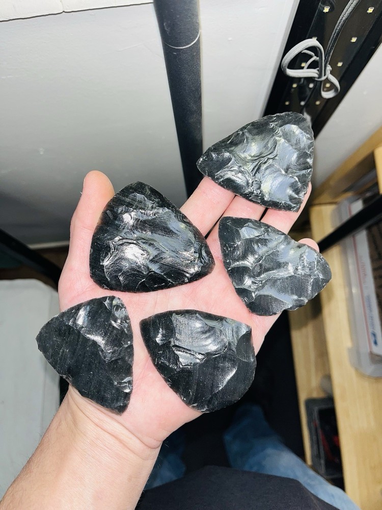 41” 15pc Flintknapping Percussion Preform Material. Utah Black Obsidian.
