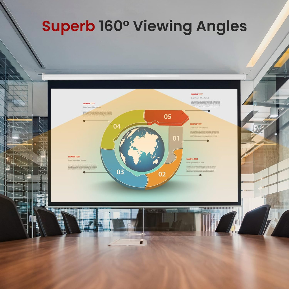 84-Inch Pull down Projector Screen – Manual Roll-Down Matte White Viewing Surfac