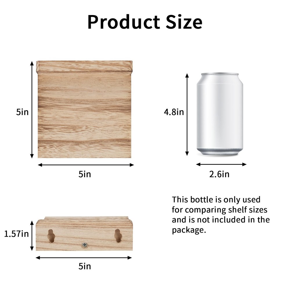 Fixwal Floating Shelves for Wall, Rustic Wood Small Small, Carbonized Black