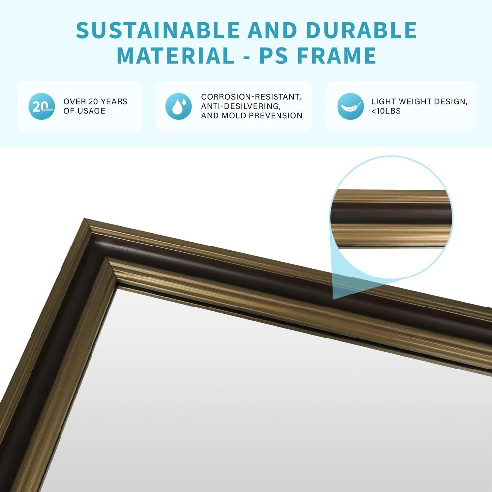 Copper Effect Framed Wall Mirror, 22x30 Rectangle Mirror, Anti-desilvering Te...