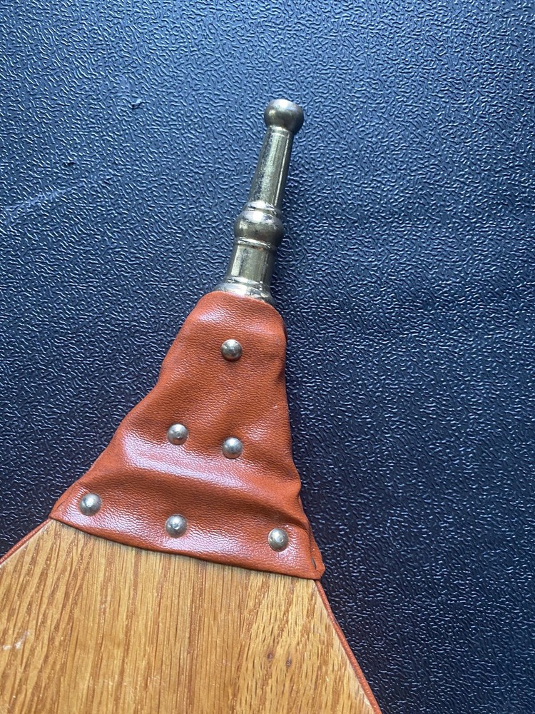 Vtg Bellows Wood/Leather Handheld Fire Blower/Taiwan