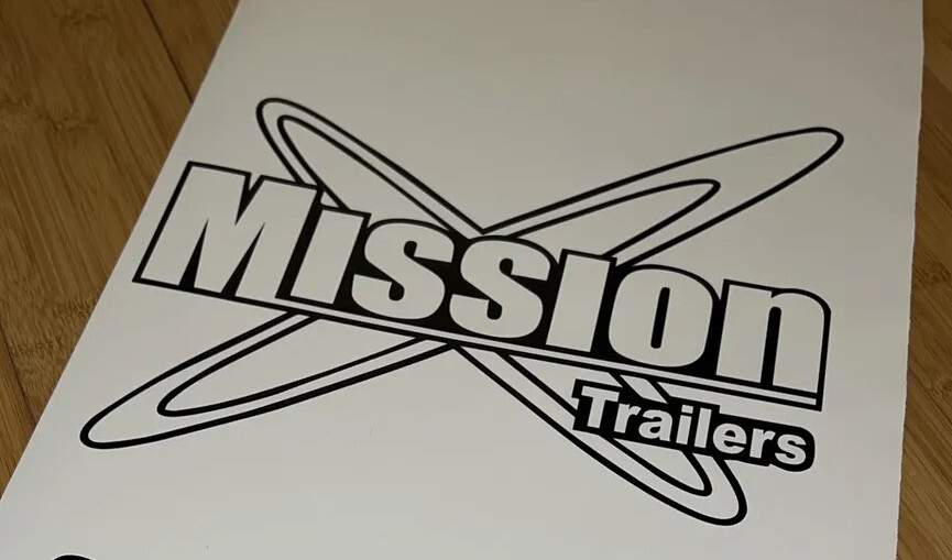 Mission Trailers Decal Black 10” Replacement Stickers Enclosed Aluminum