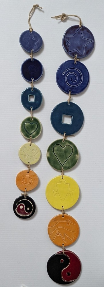 Original Handcrafted Ceramic Disc Wall Hangings -Set of 2