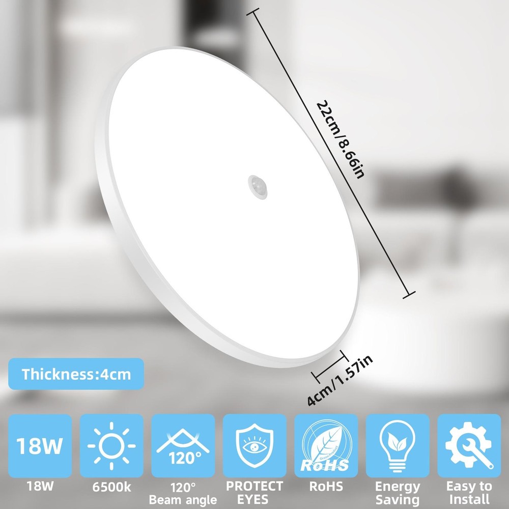 18W LED Ceiling Light, Sensor Light Single Color Temperature for indoor use