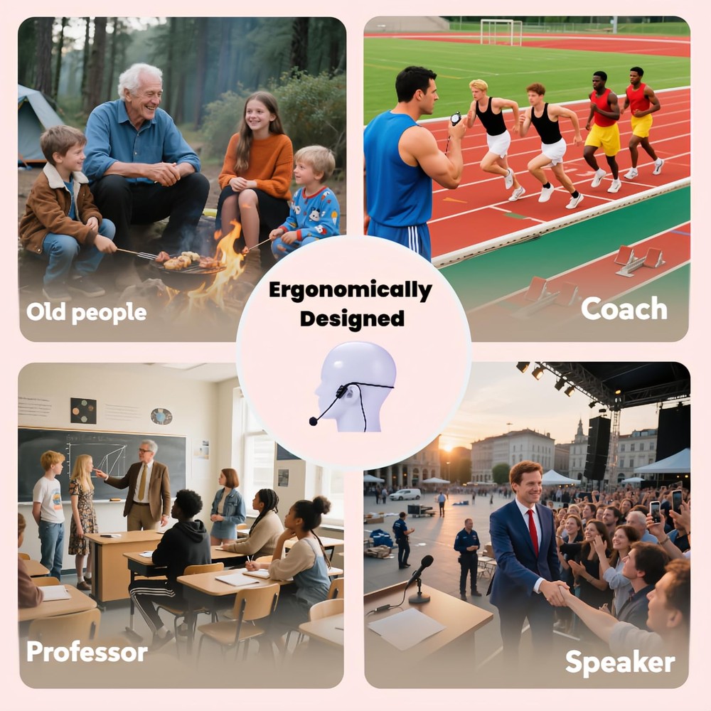 2-Pack Headset Microphone for Voice Amplifier, Teachers, Presenters - Black