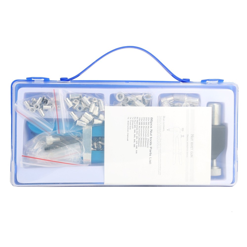 86pcs Heavy Duty Blind Rivet Nut Kit Set, Riveter Tool, Rivet Nut Gun, Thread...