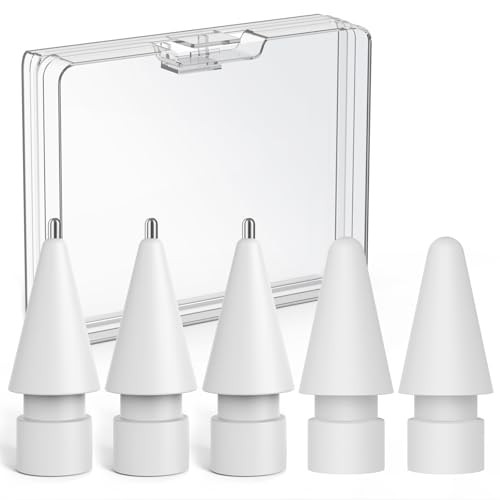 5 Pack Replacement Tips Compatible with Apple Pencil Pro/2nd White1.3mm