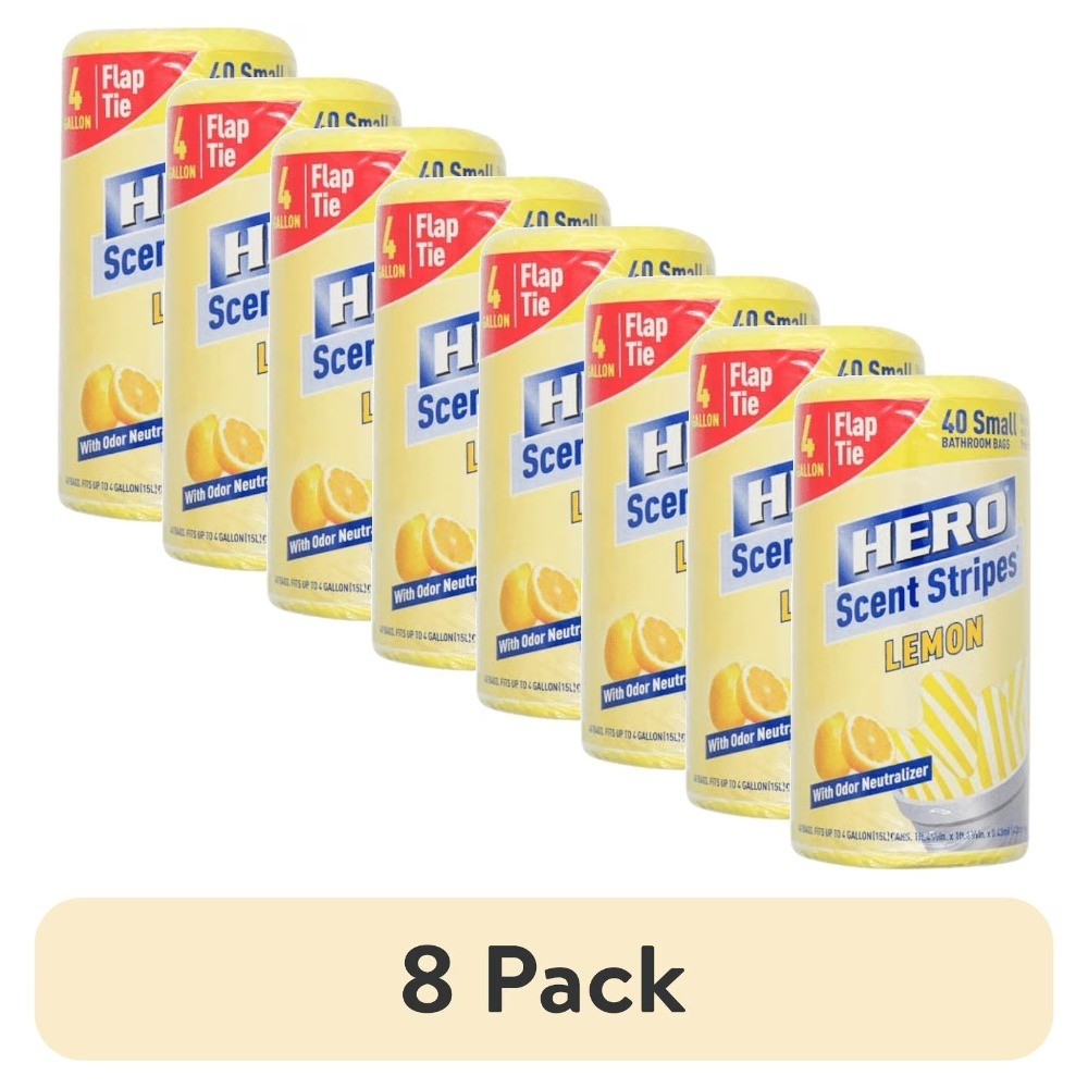 Lemon Scented Small Drawstring Trash Bags 4 Gallon 40 Count 8 Pack